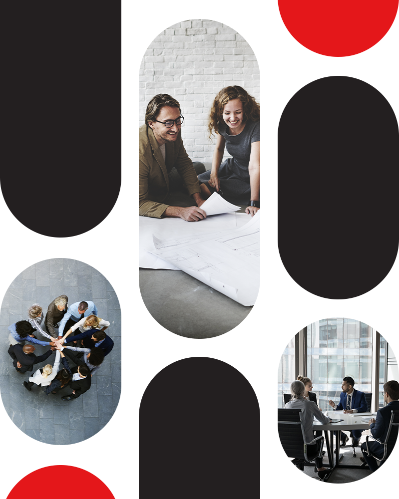 Photos of business professionals working together